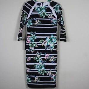 New! Bebe Flower Stripe Dress.